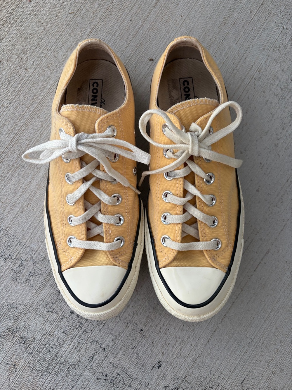 Converse Low Top Sneakers in Yellow Canvas with Cream Accents